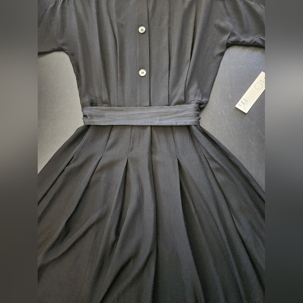 Vintage - Silk - NWT - Linda Allard for Ellen Tracy Black Midi Dress - Size 12